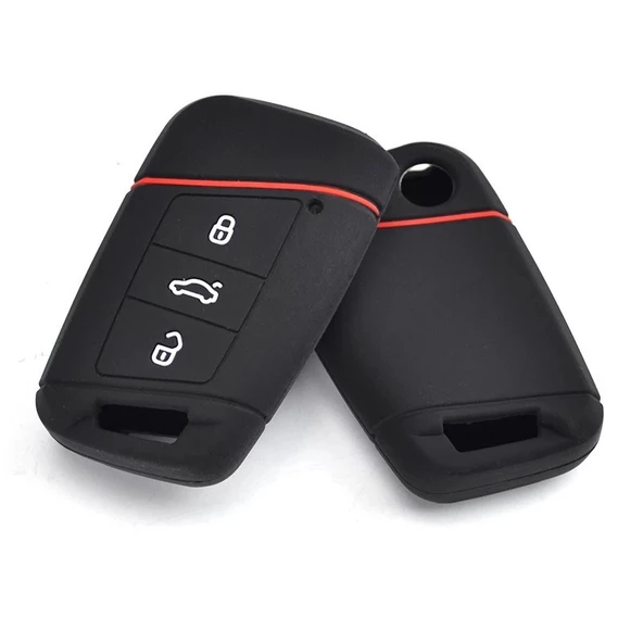 Volkswagen Passat B8 Arteon Skoda Super B Silikon Anahtar Kılıf (KIRMIZI ÇİZGİLİ) ürün görseli