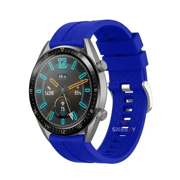 Huawei Watch GT3 Elite-Active 46mm-GT3 Pro-GT3 Se 22mm Uyumlu NovaGT Supreme Silikon Kordon  Mavi Koyu