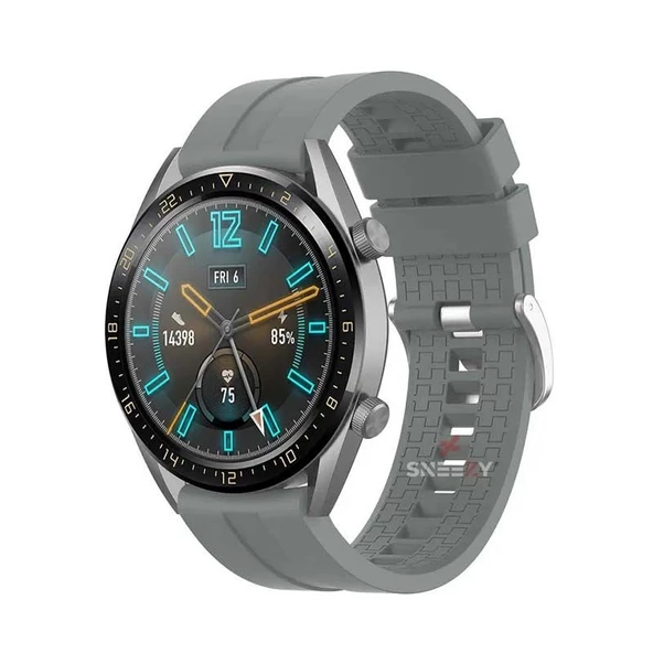 Huawei Watch GT3 Elite-Active 46mm-GT3 Pro-GT3 Se 22mm Uyumlu NovaGT Supreme Silikon Kordon  Gri