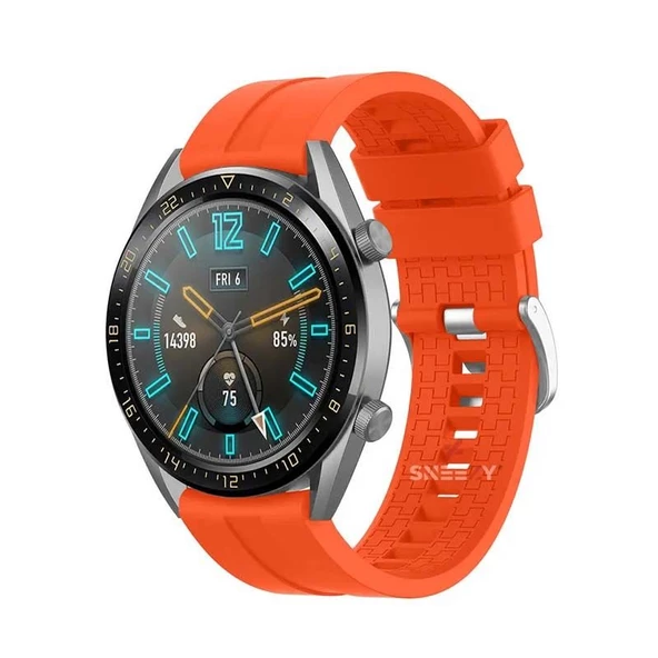 Huawei Watch GT3 Elite-Active 46mm-GT3 Pro-GT3 Se 22mm Uyumlu NovaGT Supreme Silikon Kordon  Turuncu