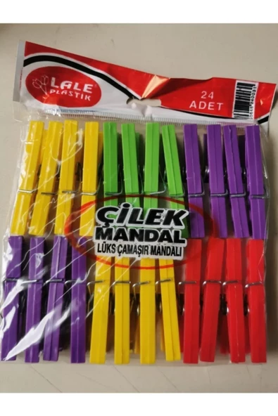 24 Plastik Çilek Mandal Royaleks-L003