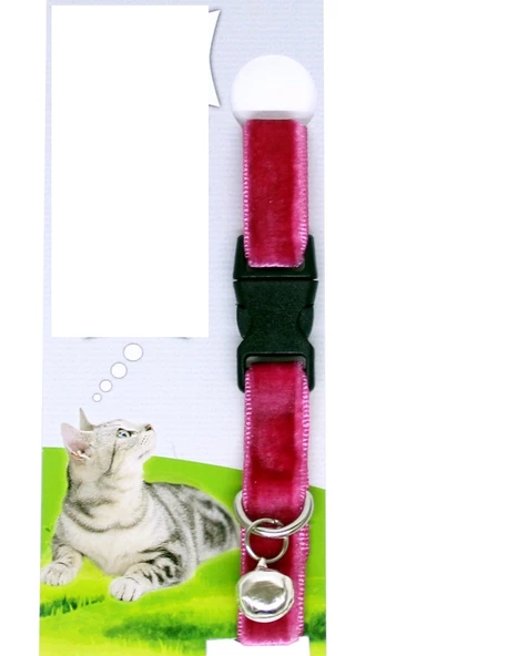 Kadife Dokulu Ayarlanabilir Çıngıraklı Kedi Tasması - 3