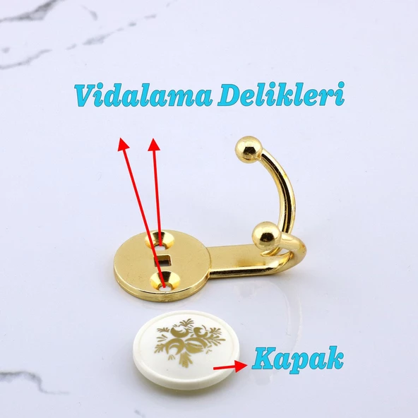 Misket Askı Gold Dolap Askılık Askılığı Duvar Vestiyer Banyo Mutfak Elbise Kıyafet Askısı Altın - 4