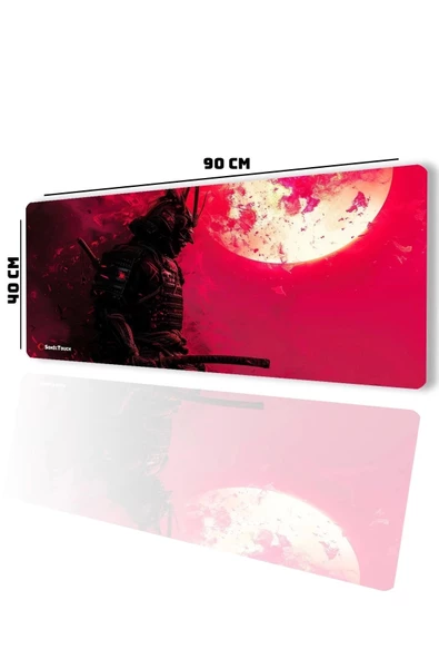 SonicTouch UltraGrand Kızıl Samuray Gamer Oyuncu Xxl Kırmızı Klavye Mouse Pad 40x90Cm - 2