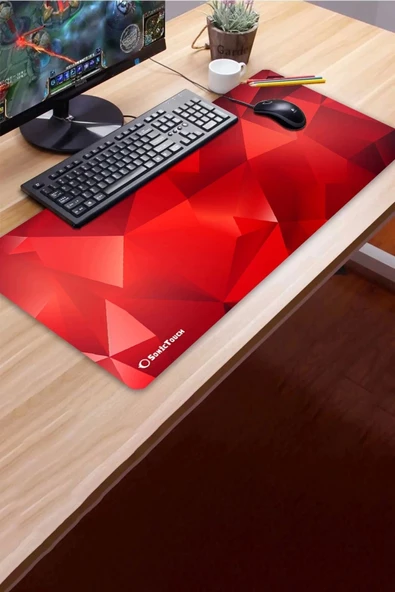 SonicTouch UltraGrand Kızıl Prizma Gamer Oyuncu Xxl Kırmızı Klavye Mouse Pad 40x90Cm - 3