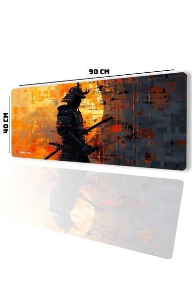 SonicTouch UltraGrand Gölge Samuray Gamer Oyuncu Xxl Sarı Siyah Klavye Mouse Pad 40x90Cm - 2