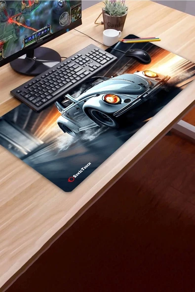 SonicTouch UltraGrand Vosvos Gamer Oyuncu Xxl Gri Klavye Mouse Pad 40x90Cm - 3