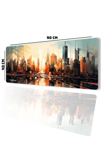 SonicTouch UltraGrand Gün Batımı Metropolis Temalı Gamer Oyuncu Xxl Klavye Mouse Pad 40x90Cm - 2