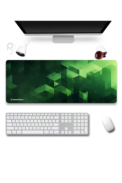 SonicTouch UltraGrand Zümrüt Yeşili Küpler Gamer Oyuncu Xxl Klavye Mouse Pad 40x90Cm