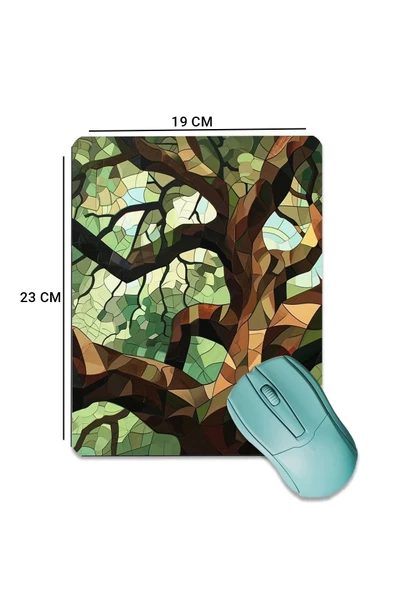 SonicTouch Mozaik Ağaç Pürüzsüz Yüzey Kaymaz Taban Dikişsiz Kenar Gamer Oyuncu Mouse Pad 19x23cm - 2