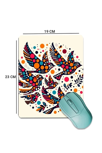 SonicTouch Renkli Kuşlar Pürüzsüz Yüzey Kaymaz Taban Dikişsiz Kenar Gamer Oyuncu Mouse Pad 19x23cm - 2