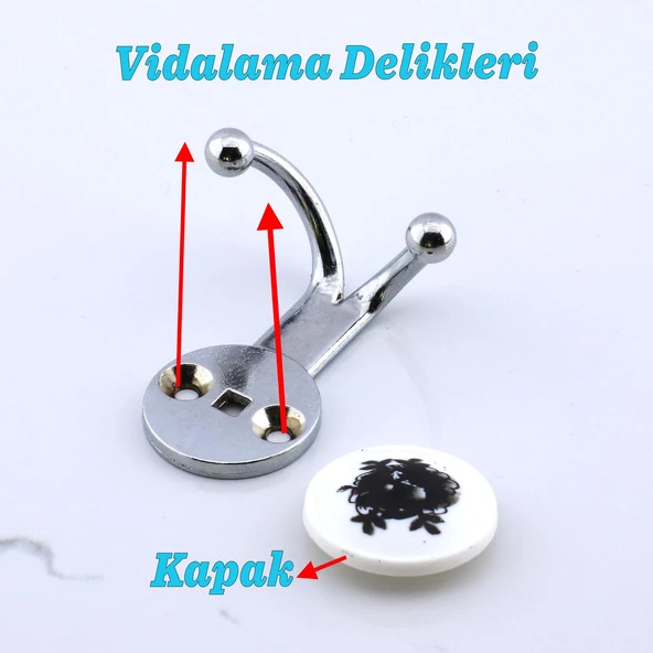Misket Askı Gümüş Dolap Askılık Askılığı Duvar Vestiyer Banyo Mutfak Elbise Kıyafet Askısı Krom Renk - 4