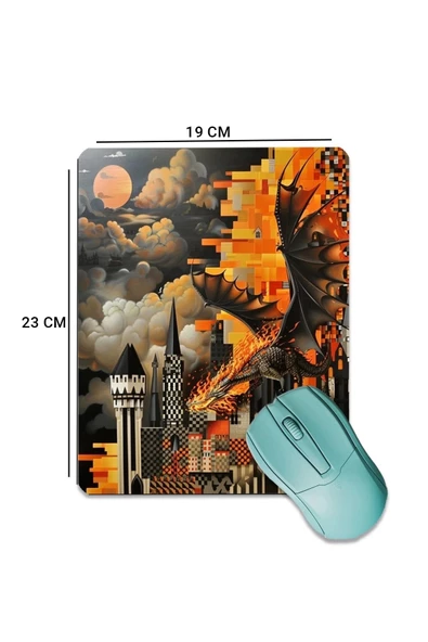 SonicTouch Ejderha Temalı Pürüzsüz Yüzey Kaymaz Taban Dikişsiz Kenar Gamer Oyuncu Mouse Pad 19x23cm - 2