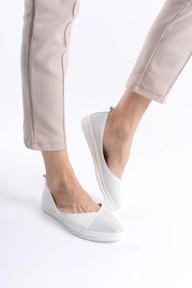 Kadın Hakiki Deri Babet Yuvarlak Burun Düz Taban Rahat Günlük Babet - Resim 5