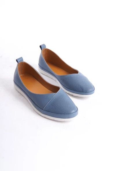 Kadın Hakiki Deri Babet Yuvarlak Burun Düz Taban Rahat Günlük Babet - Resim 4