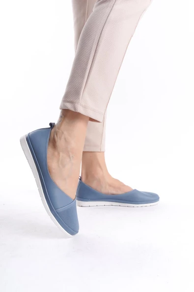 Kadın Hakiki Deri Babet Yuvarlak Burun Düz Taban Rahat Günlük Babet - Resim 2