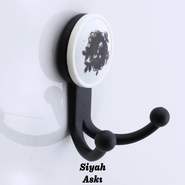 Misket Askı Siyah Dolap Askılık Askılığı Duvar Vestiyer Banyo Mutfak Elbise Kıyafet Askısı Siyah - 6