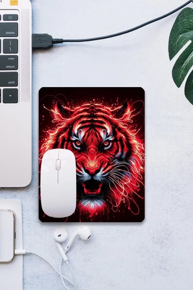 SonicTouch Kırmızı Neon Kaplan Pürüzsüz Yüzey Kaymaz Taban Dikişsiz Kenar Gamer Oyuncu Mouse Pad 19x23cm