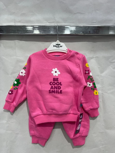 uğurböceğiçocuk 24796 Be Cool and Smile Yazı Baskılı 2'li Kız Bebek Takım