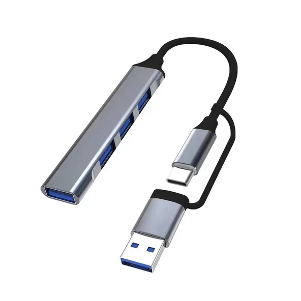 PrimeX PX-TYP060 4 Port Type-C USB3.0 Çoklayıcı, 4 Port Type C USB Çoklayıcı, Type C + USB3.0 Çoklayıcı