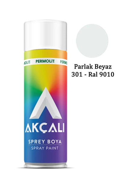 Akçalı Sprey Boya 301 Parlak Beyaz RAL9010 400ml