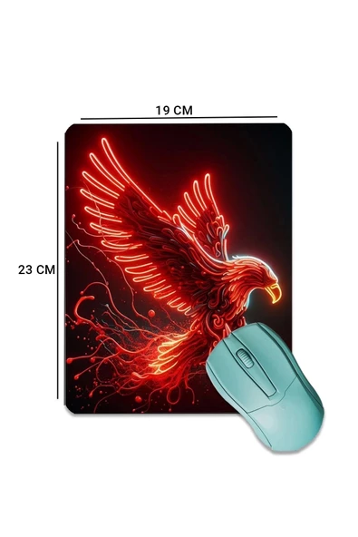 SonicTouch Kırmızı Neon Kartal Pürüzsüz Yüzey Kaymaz Taban Dikişsiz Kenar Gamer Oyuncu Mouse Pad 19x23cm - 2