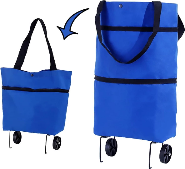Valkyrie Katlanabilir Pazar Arabası Pazar Çantası Çok Amaçlı Çanta Tekerlekli Market Çarşı Arabası - 2