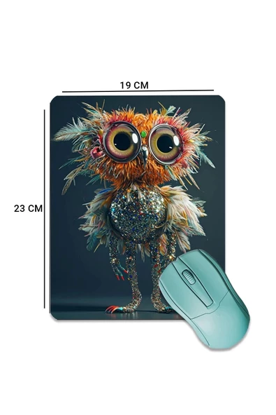 SonicTouch Kokoş Baykuş Pürüzsüz Yüzey Kaymaz Taban Dikişsiz Kenar Gamer Oyuncu Mouse Pad 19x23cm - 2