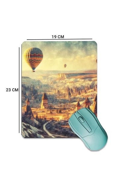 SonicTouch Kapadokya Temalı Pürüzsüz Yüzey Kaymaz Taban Dikişsiz Kenar Gamer Oyuncu Mouse Pad 19x23cm - 2