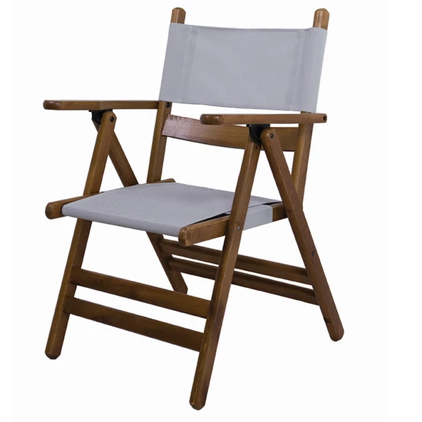 Marmaris Katlanır Ahşap Bahçe Balkon Sandalyesi (2 Adet) - Kolçaklı, PVC Kumaşlı - 6