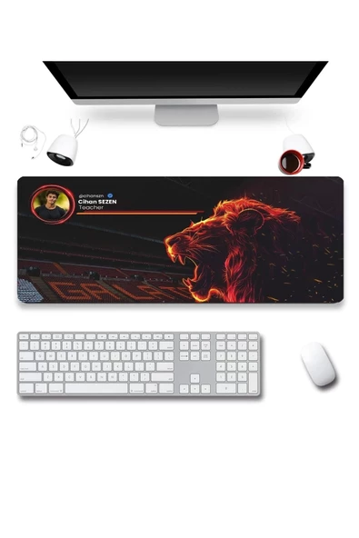 SonicTouch UltraGrand İsme Kişiye Özel Fotoğraflı Hediye Gs Taraftar Sarı Kırmızı Xxl Klavye Mouse Pad 40x90cm