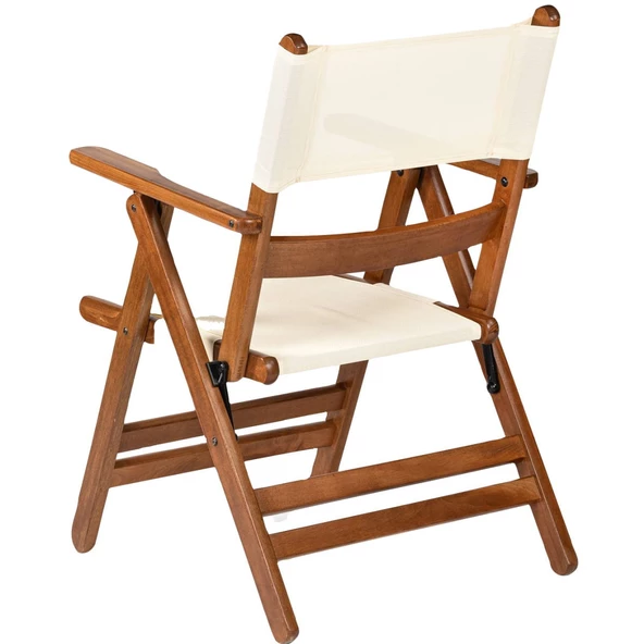 Marmaris Katlanır Ahşap Bahçe Balkon Sandalyesi -Kolçaklı, PVC Kumaşlı (Atina PVC Chair) - 2