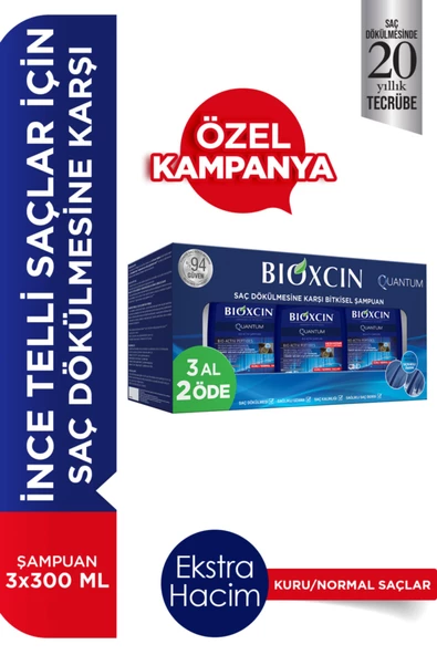 Bioxcin Quantum Kuru & Normal Saçlar İçin Şampuan 300 ml 3 Al 2 Öde