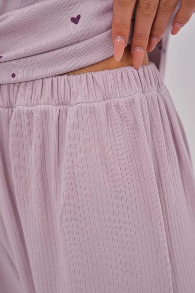 Mecit 6150 Bayan Lila Yüzde Yüz Pamuk Büyük Beden Pijama Takımı - Resim 5