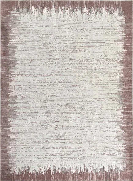 Modern abstrak yağmur bordür desenli Kahverengi Beyaz Halı Kaymaz Taban Makinada Yıkanabilir - 3