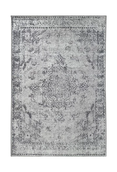 Modern Klasik Eskitme desenli Gri Halı Kaymaz Taban Makinada Yıkanabilir - 4
