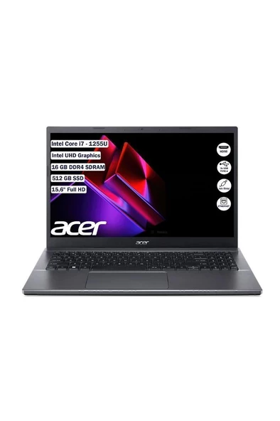 Acer Extensa 15 Intel Core İ7 1255U 16 Gb 512 Gb Ssd Freedos 15.6" Fhd Notebook Nx.egyey.006