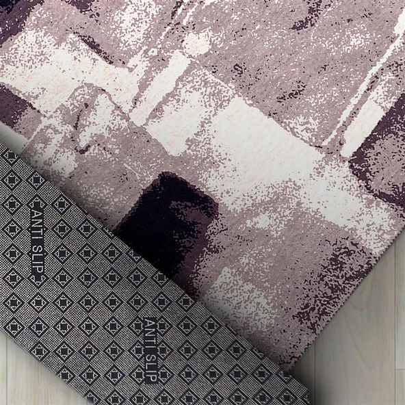 Modern abstrak Geometrik desenli pastel Gri Halı Kaymaz Taban Makinada Yıkanabilir - 2