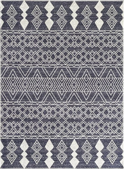 Marokan tarzı Salon Halısı otantik kilim desenli Koyu Gri Halı Kaymaz Taban Makinada Yıkanabilir - 2