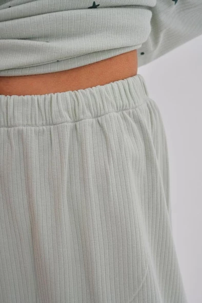 Mecit 6150 Bayan Yeşil Yüzde Yüz Pamuk Büyük Beden Pijama Takımı - Resim 5