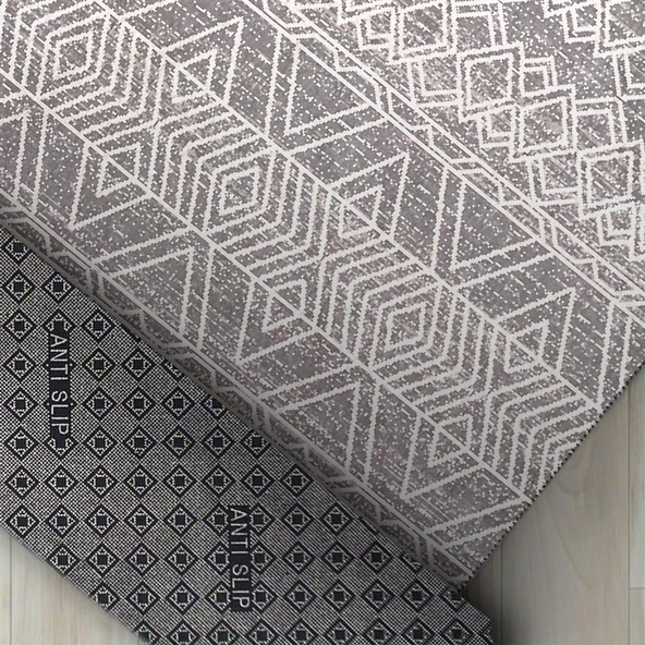 Marokan tarzı Salon Halısı otantik kilim desenli Açık Gri Halı Kaymaz Taban Makinada Yıkanabilir - 2