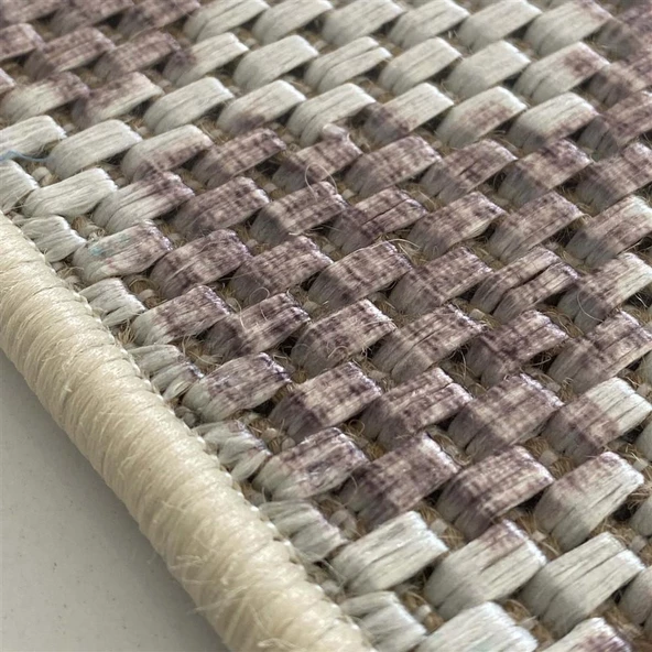 Dış Mekan Jüt Hasır Halı Dokuma Taban kilim desenli Krem Bej - 2