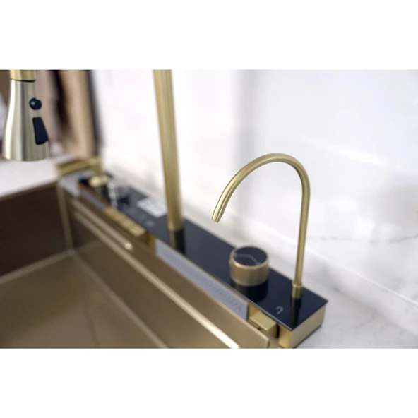 GL General GLPR 7546 Dijital Premium Gold Akıllı Şelale Eviye 75x45 - 2