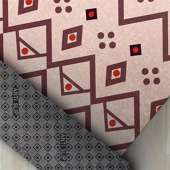 İskandinav kilim tarzı Salon Oda Mutfak Halısı Bej Kırmızı Halı Kaymaz Yıkanabilir - 2