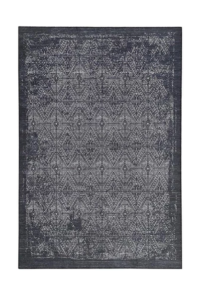 Modern Klasik Geometrik desenli Siyah Gri Halı Kaymaz Taban Makinada Yıkanabilir - 4