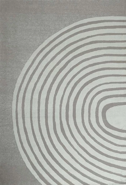 Modern Şönil Dokuma Taban Geometrik desenli Krem Beyaz Halı - 4
