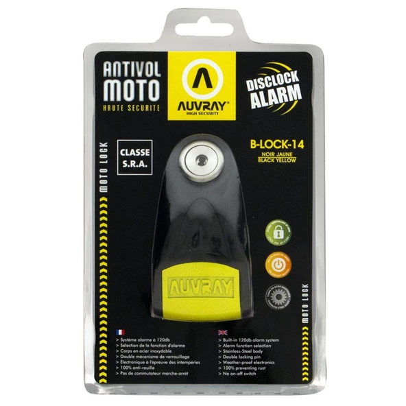 Auvray B-LOCK 14 ÇELİK ALARMLI DİSK KİLİDİ 14mm 120db SRA Sertifikalı BLA14BYCAUV - 3