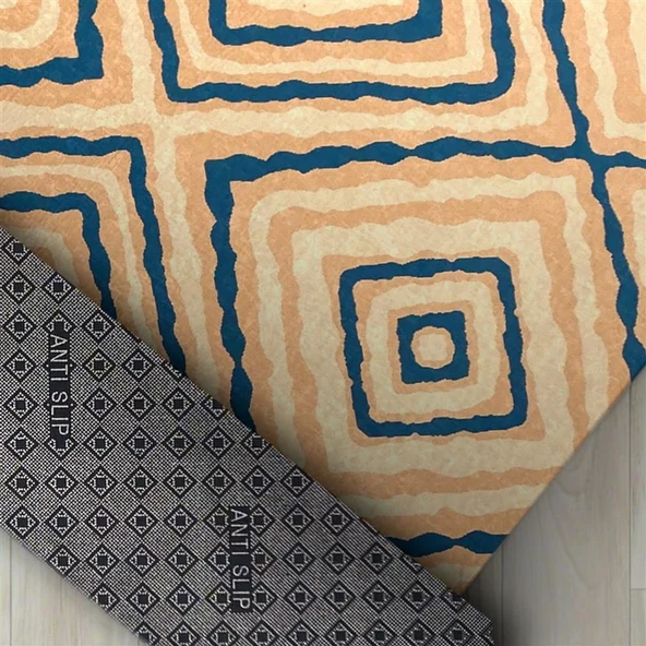 İskandinav tarzı Geometrik Karo desenli Bej Mavi Krem Halı Kaymaz Taban Makinada Yıkanabilir - 2