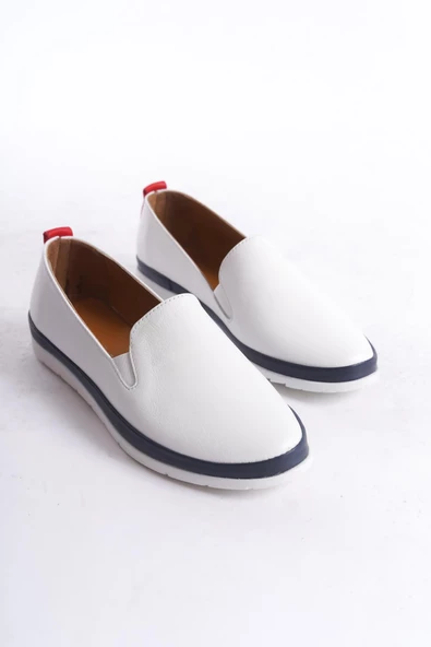 Kadın Hakiki Deri Babet Ayakkabı Rahat Taban Yanı Lastikli Slip-On Günlük Ayakkabı - Resim 4