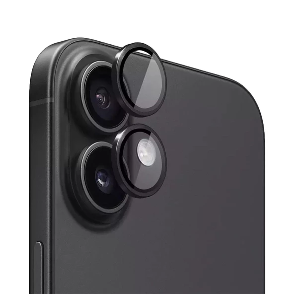 Bİ METAL RİNG IPHONE 16/16 PLUS SİYAH KAMERA KORUYUCU - 2